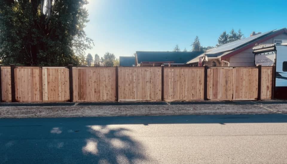 Wood fencing along a residential property